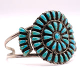 Vintage Sterling Turquoise Petit Point Cuff Bracelet 6"