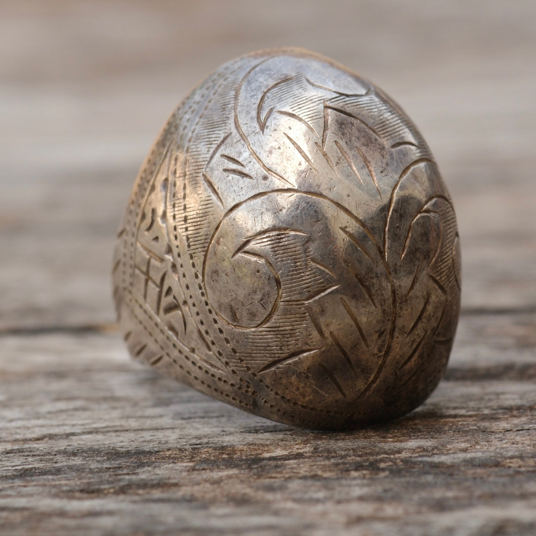 Vintage Sterling Engraved Dome Ring 6.25