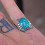 Vintage Sterling Turquoise Stamped Band Ring 5.25