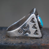 Vintage Sterling Turquoise Horseshoe Ring 9.5