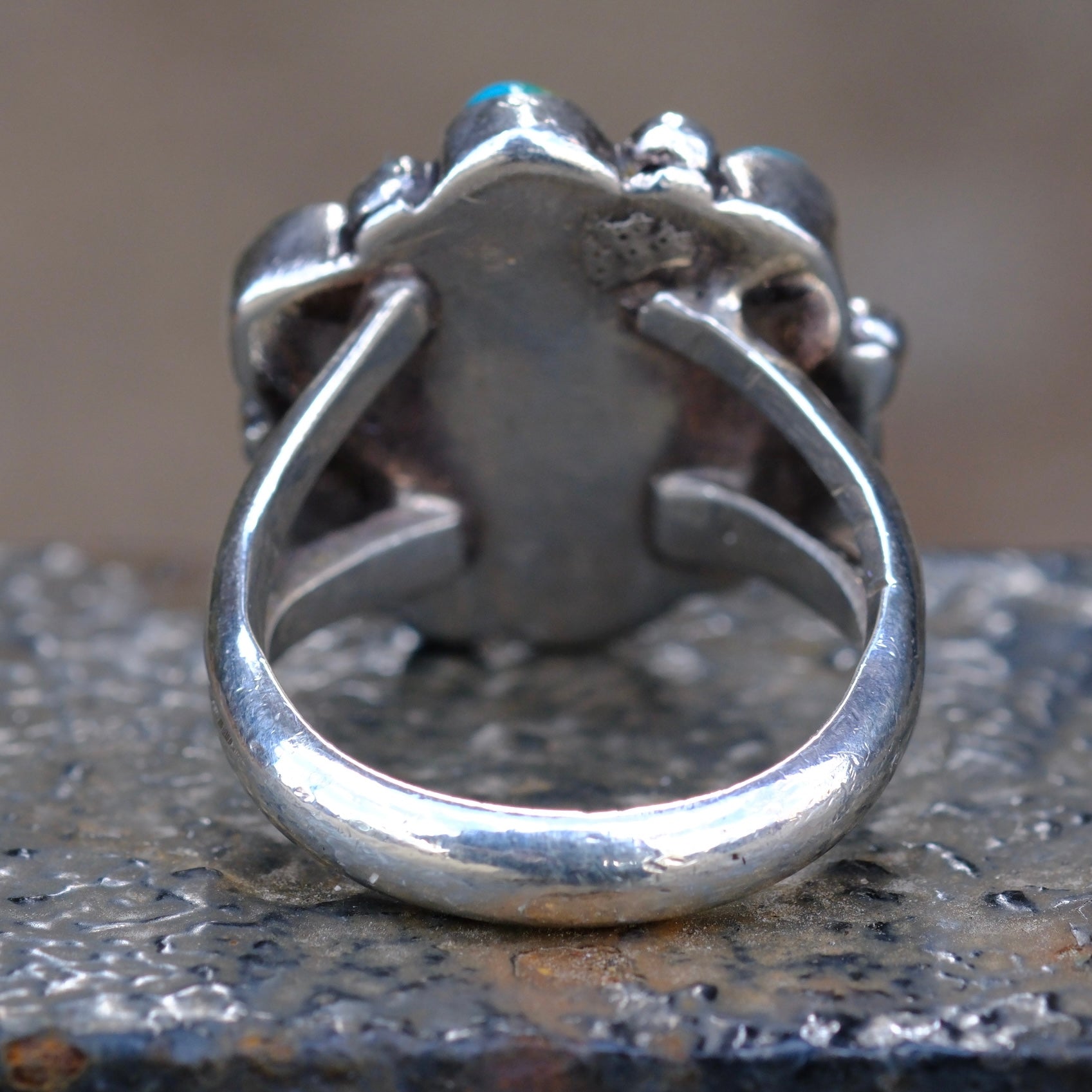 Vintage Sterling Turquoise Cluster Ring 7.25