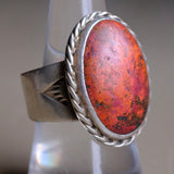 Vintage Sterling Red Jasper Roper Ring 8.5