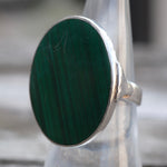 Vintage Sterling Malachite Ring 6.75
