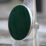 Vintage Sterling Malachite Ring 6.75