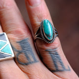 Vintage Sterling Turquoise Roper Ring 5.5