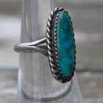 Vintage Sterling Turquoise Roper Ring 6