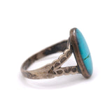 Vintage Sterling Turquoise Stamped Ring 5.5