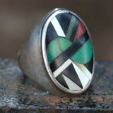 Vintage Sterling Zuni Inlay Ring 11