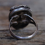 Vintage Sterling Mexican Agate Feather Ring 11.25