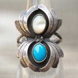 Vintage Sterling Turquoise and Mother Of Pearl Ring 5