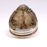 Vintage Sterling Turquoise Ribbed Band Ring 10.5