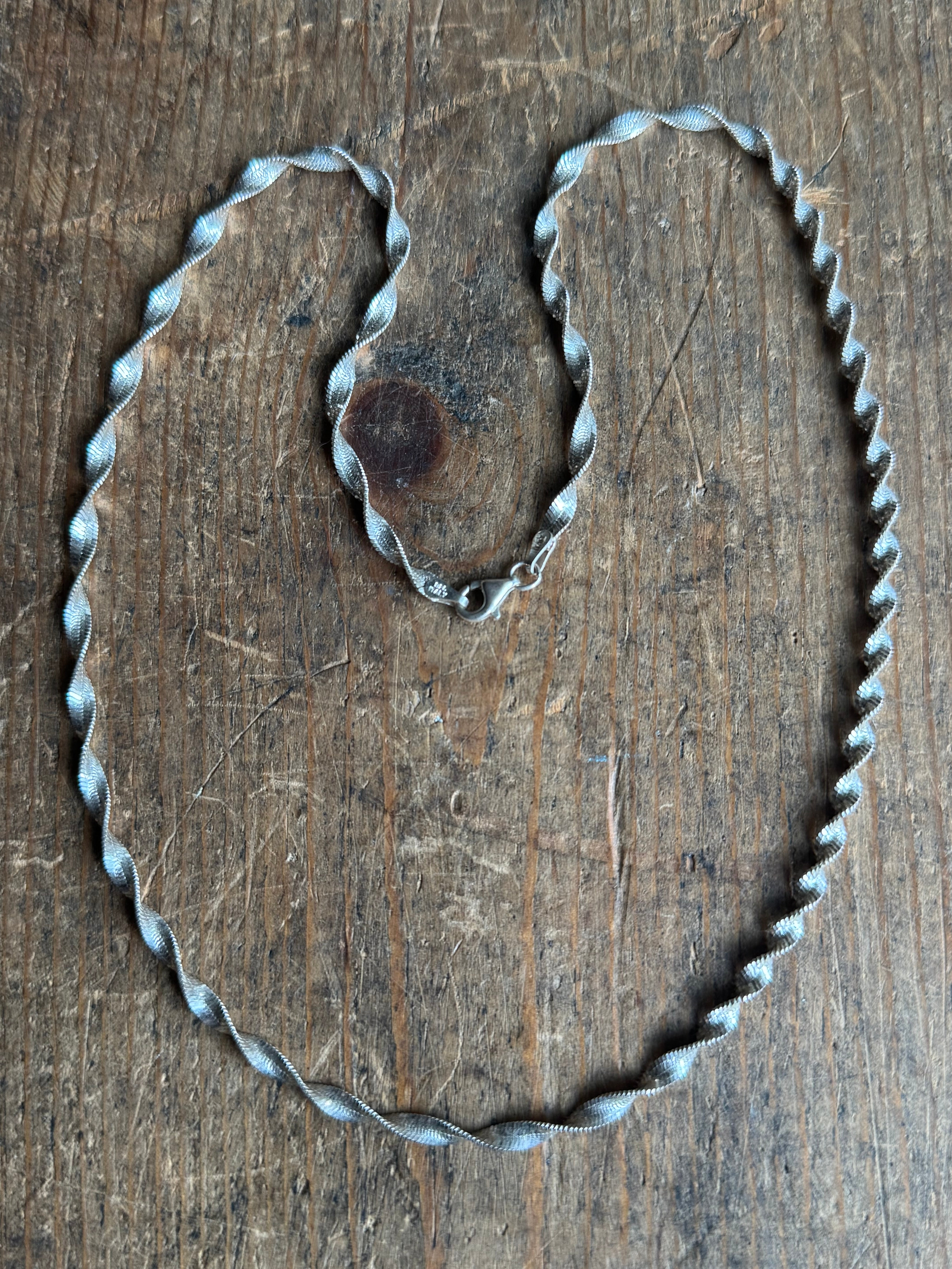 Vintage Sterling Silver 20” Twist Herringbone Chain