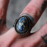 Vintage Sterling Lapis Roper Ring 6.75