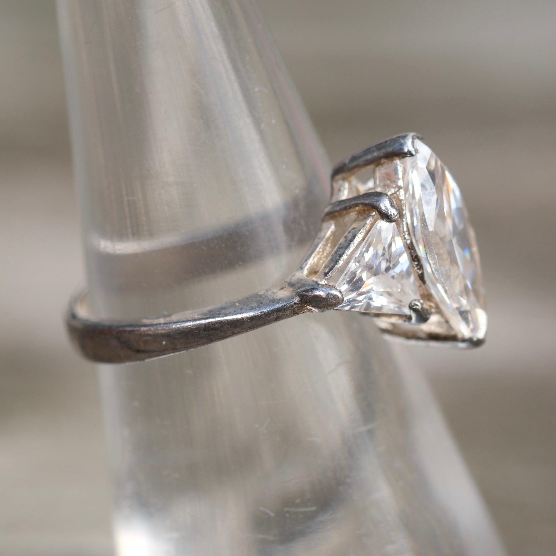 Vintage Sterling CZ Cocktail Ring 6
