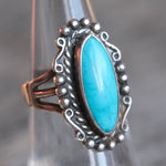 Vintage Sterling Turquoise Trading Post Ring 6.5