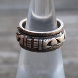 Vintage Sterling Claddagh Spinner Ring 4.25