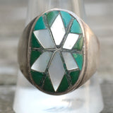 Vintage Sterling Zuni Inlay Starburst Ring 12
