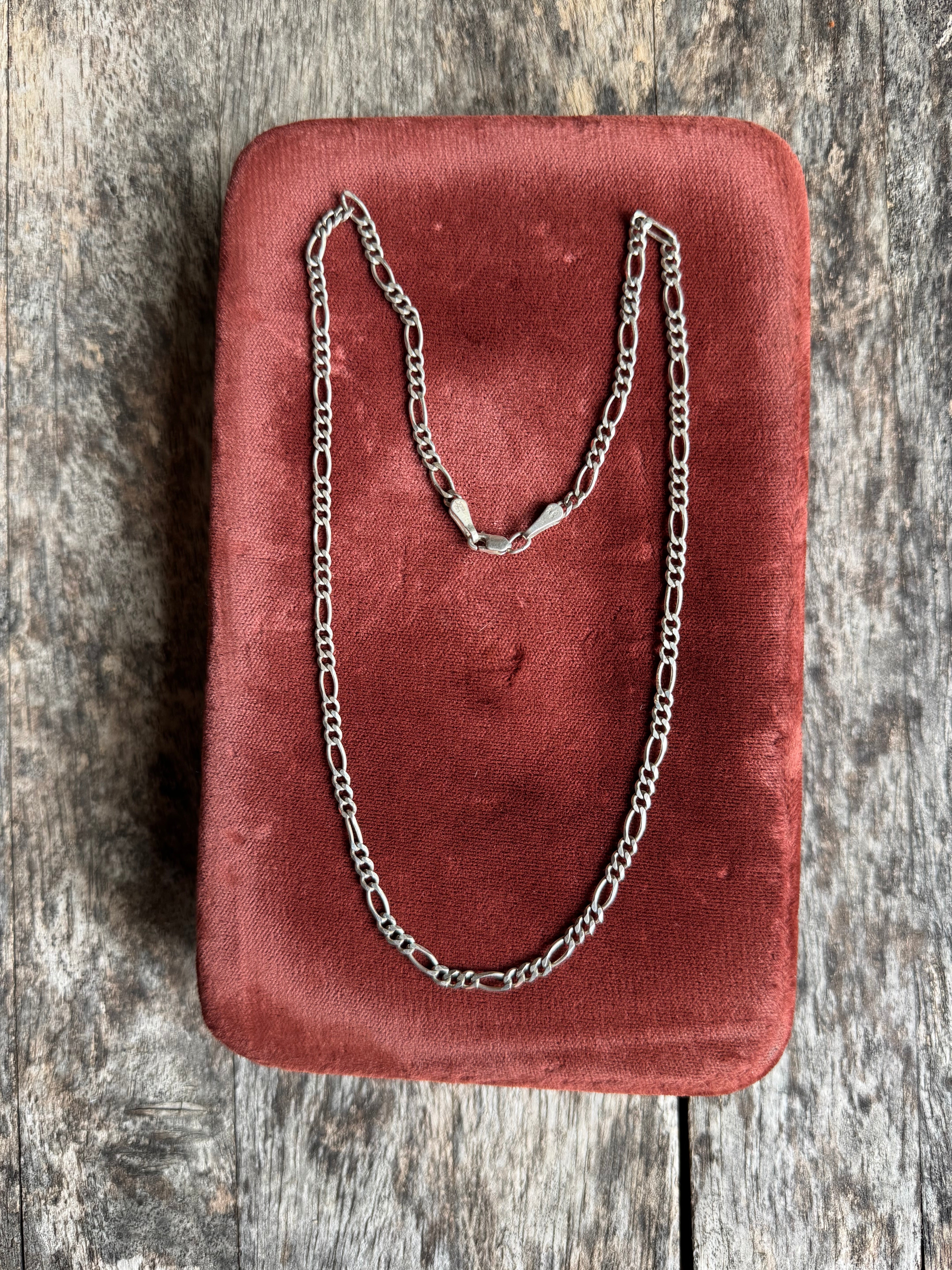 Vintage Sterling Silver 18” Figaro Chain