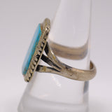 Vintage Sterling Turquoise Roper Ring 10