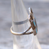 Vintage Sterling Turquoise Inlay Butterfly Ring 5.5