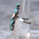 Vintage Sterling Turquoise Cluster Ring 6.75