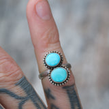 Vintage Sterling 2-Stone Turquoise Ring 4.75
