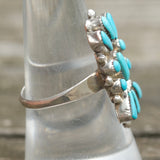 Vintage Sterling Turquoise Cluster Ring 8.75