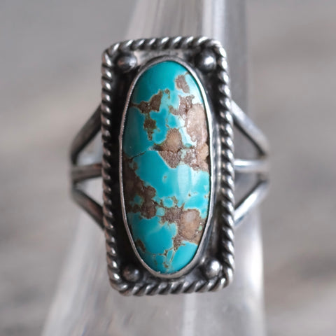 Vintage Sterling Turquoise Roper Ring 6.5