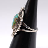 Vintage Sterling Turquoise Roper Ring 5.75