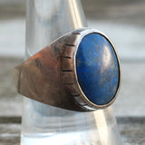 Vintage Sterling Lapis Signet Ring 9.5