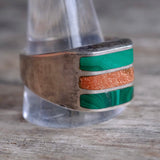 Vintage Sterling Multistone Inlay Striper Ring 13.25