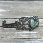 Vintage Sterling Turquoise Crossed Arrows Cuff