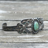 Vintage Sterling Turquoise Crossed Arrows Cuff
