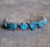 Vintage Sterling 9-Stone Turquoise Cuff Bracelet