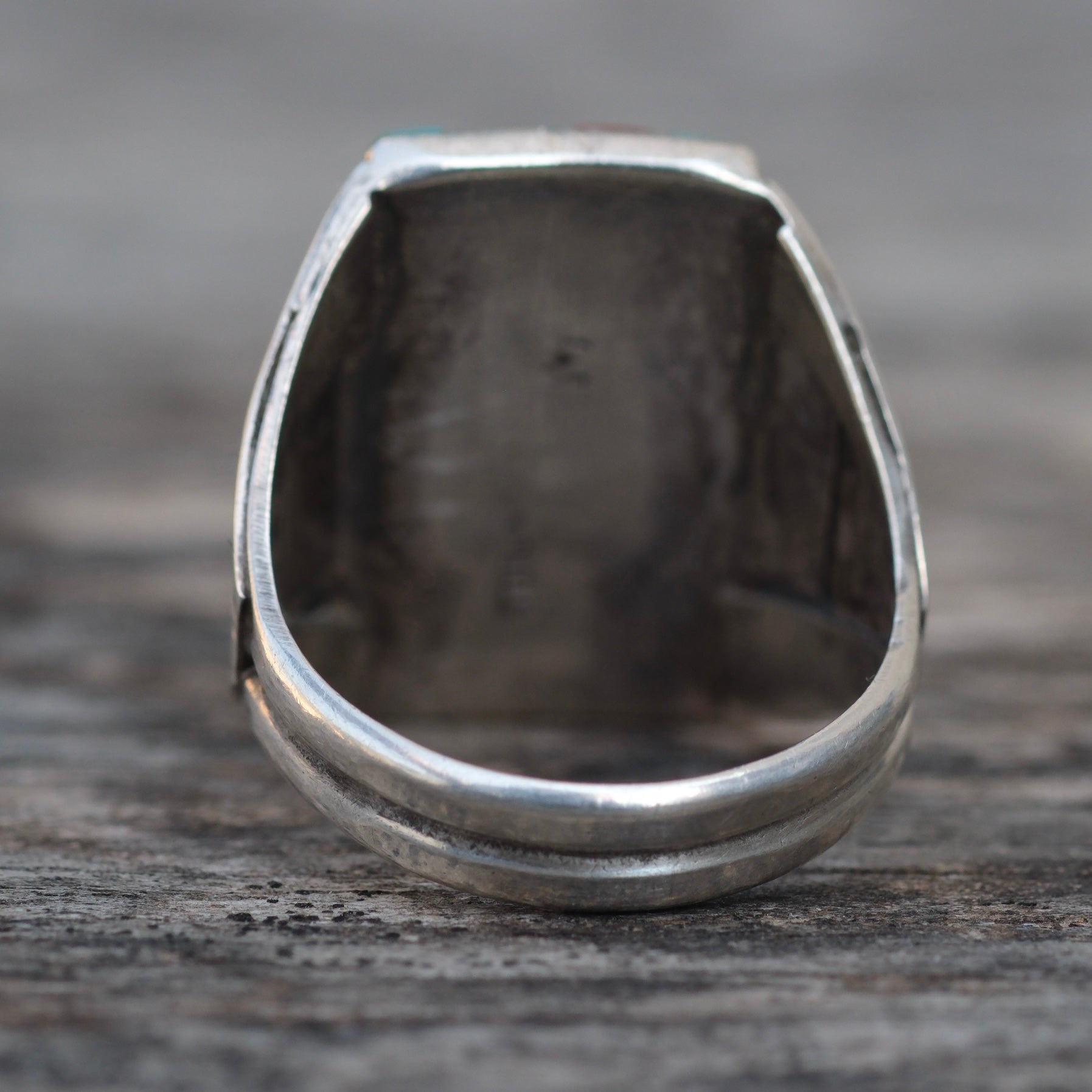 Vintage Sterling Zuni Inlay Ring 11.5
