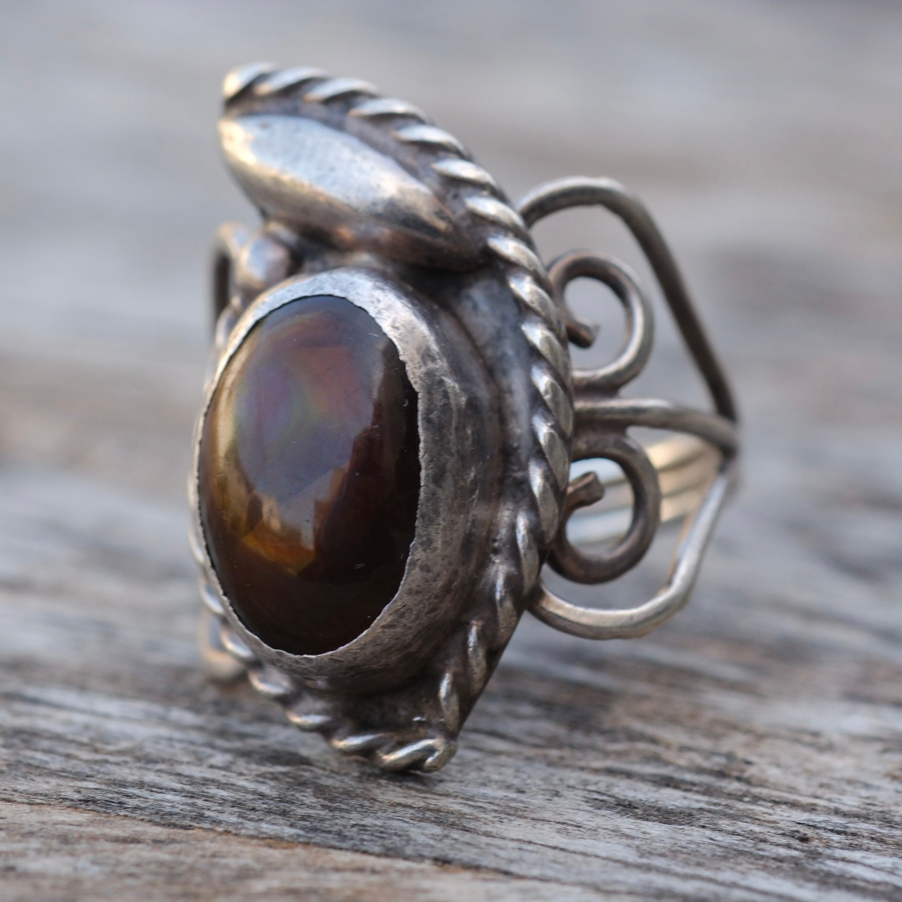 Vintage Sterling Fire Agate Ring 6.75