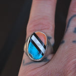 Vintage Sterling Multistone Inlay Ring 5.5