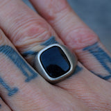 Vintage Sterling Onyx Signet Ring 8.5