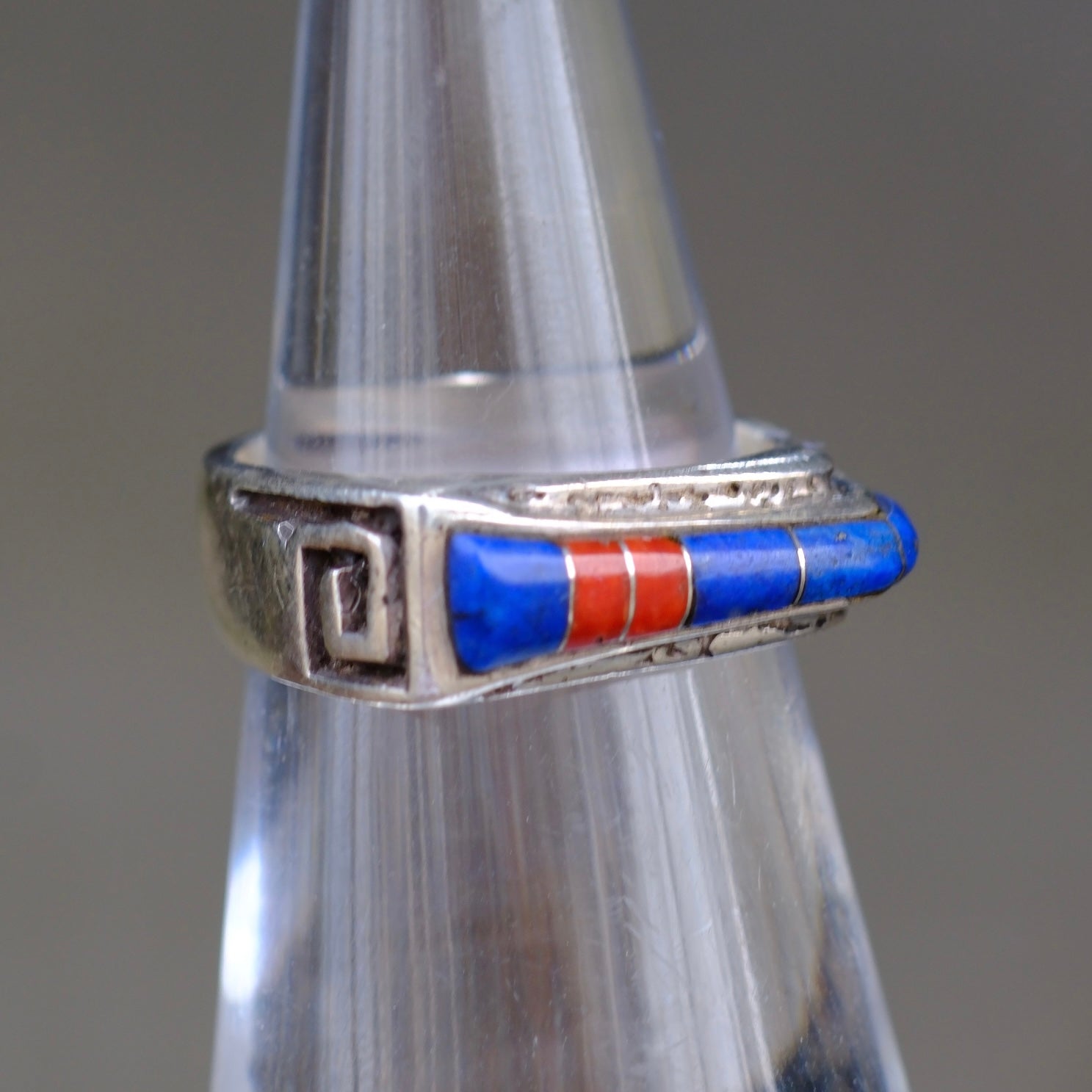Vintage Sterling Multistone Inlay Band Ring 5.75