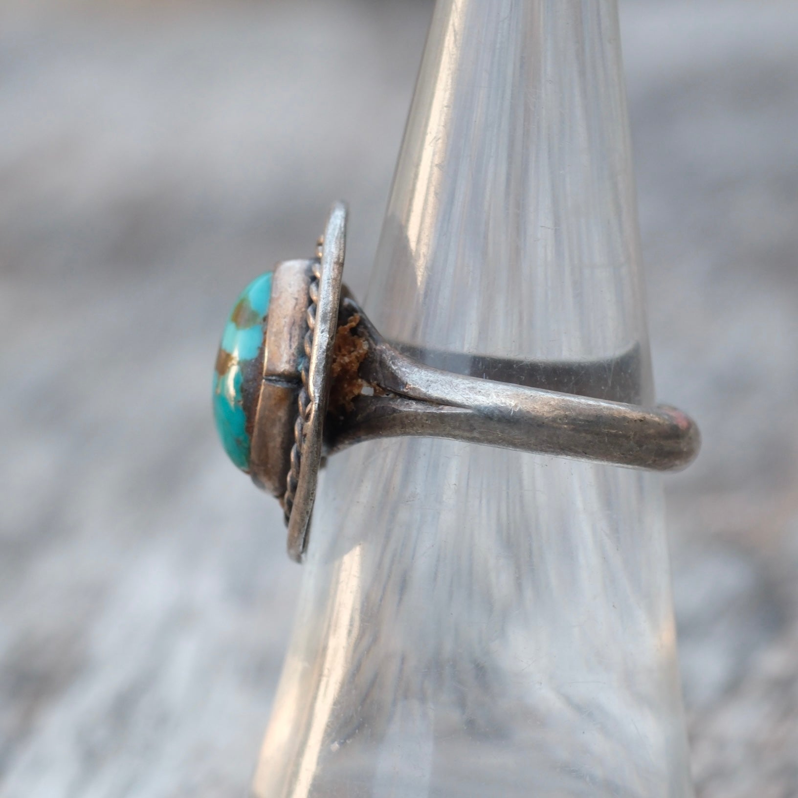 Vintage Sterling Turquoise roper Ring 6.25