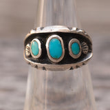 Vintage Sterling Turquoise Inlay Band 5.25