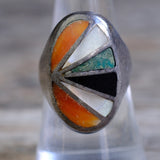 Vintage Sterling Multistone Inlay Ring 8