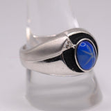 Vintage Sterling White Gold Electroplated Star Saphire Ring 11
