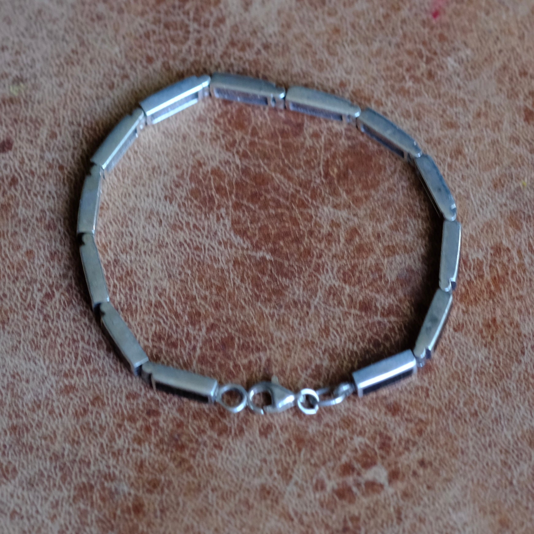 Vintage Sterling Onyx Link Bracelet