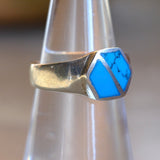 Vintage Sterling Turquoise Inlay Band Ring 6