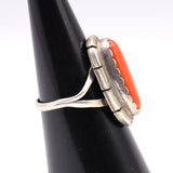 Vintage Sterling Coral RIng 6