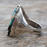 Vintage Sterling Zuni Inlay Stamped Band Ring 11