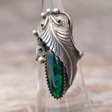 Vintage Sterling Blue Abalone Feather Ring 6