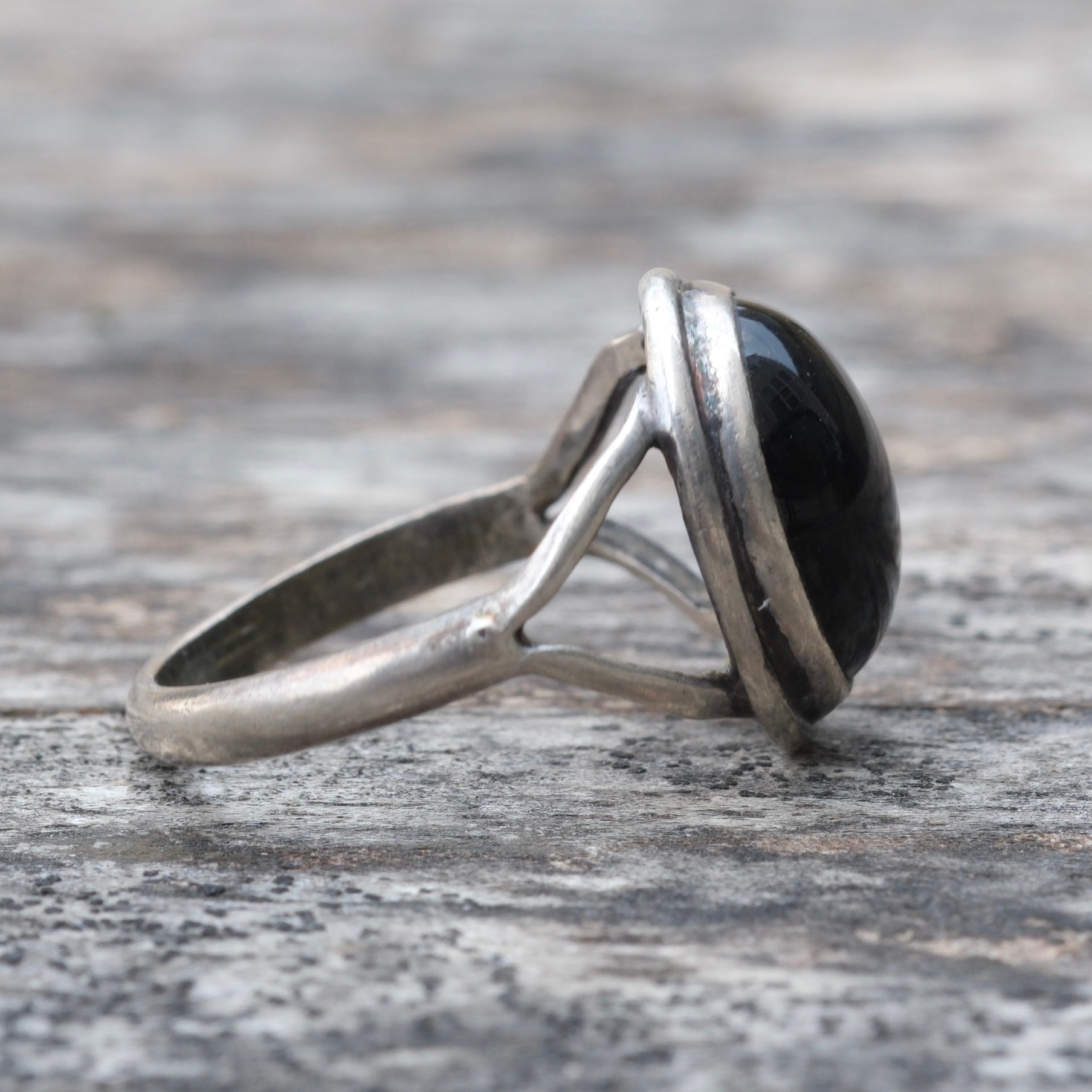 Vintage Sterling Onyx Ring 5.25