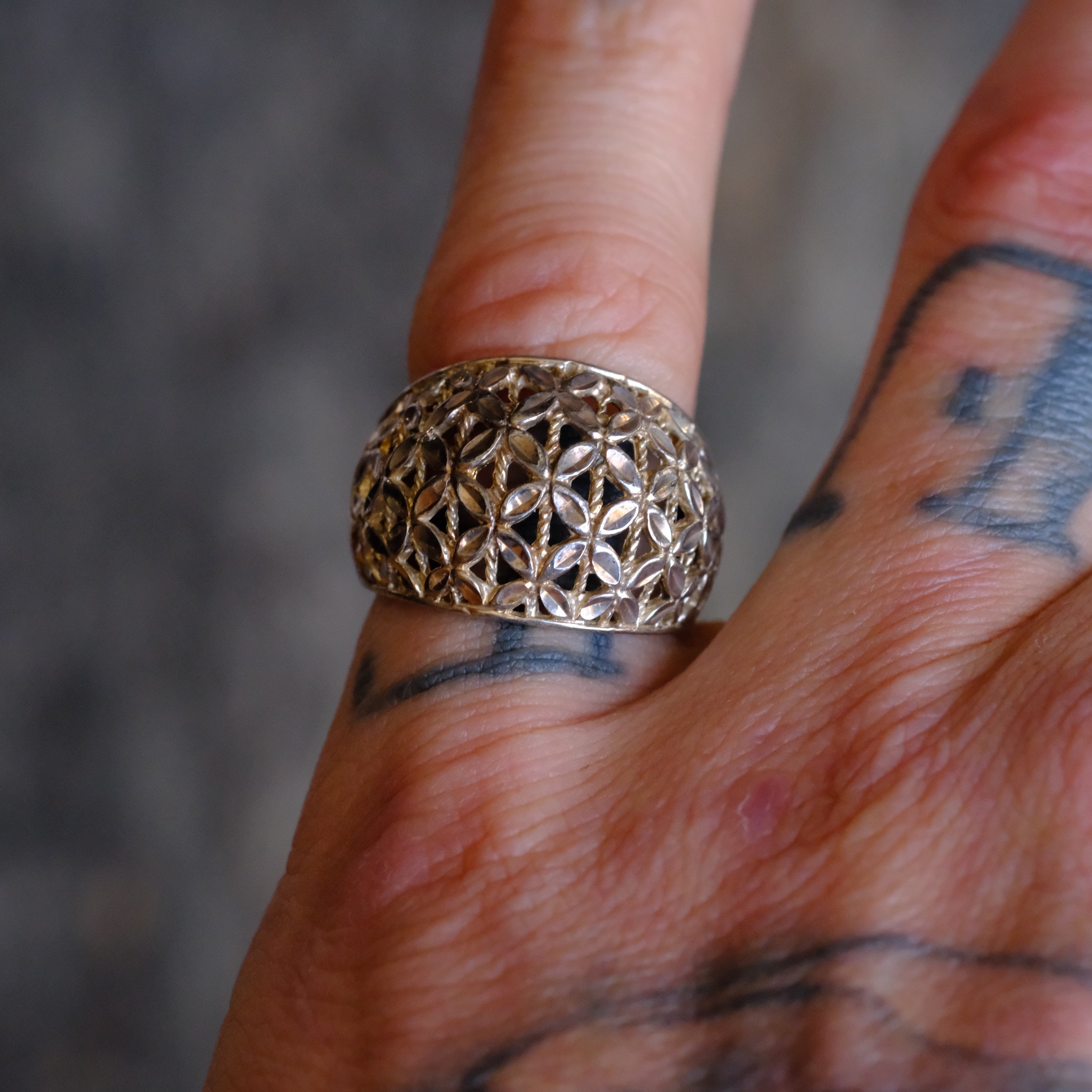Vintage Sterling Silver Floral Ring 6